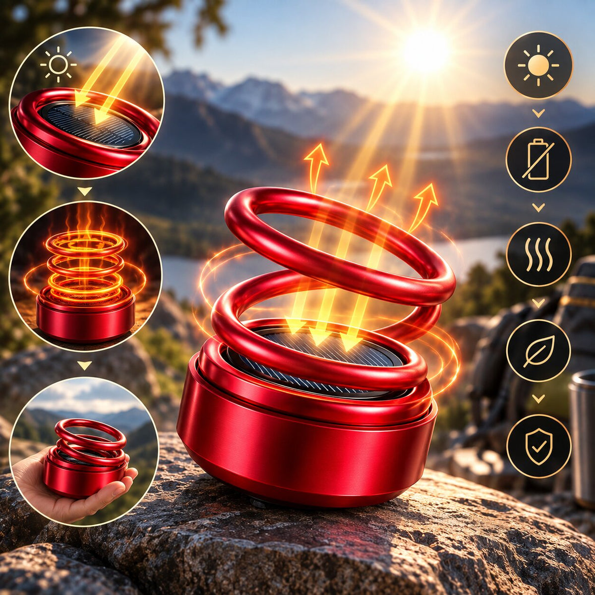Portable heater with a glowing spiral coil and rounded base