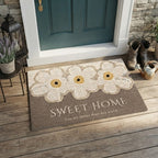 Brown floral door mat with cream flowers and Sweet Home text