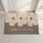 Brown floral door mat with cream flowers and Sweet Home text